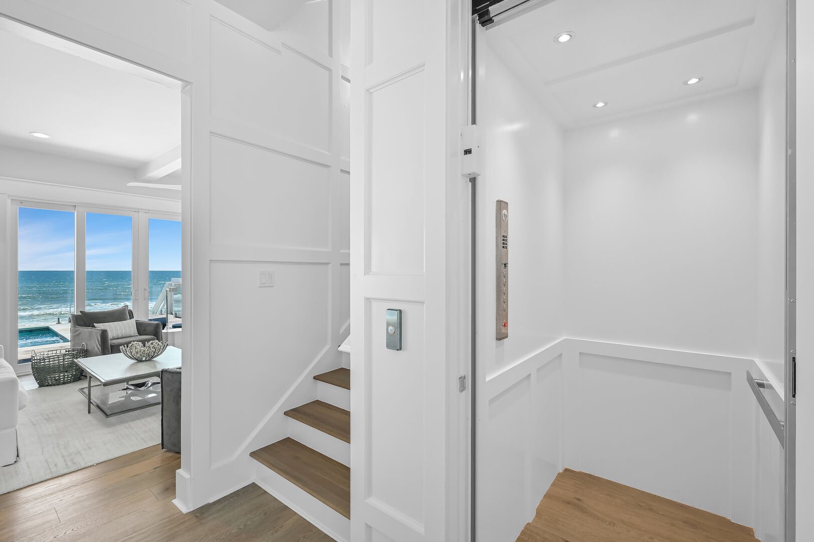 In-home elevator to access top floors of the home.