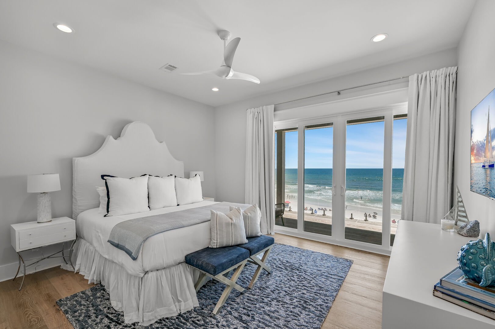 Third bedroom on the third floor features a King bed, views of the gulf, and balcony.