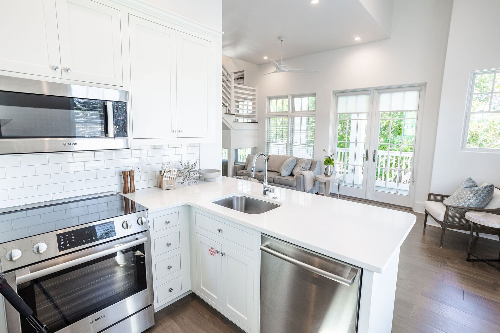 Carriage house has a full kitchen.