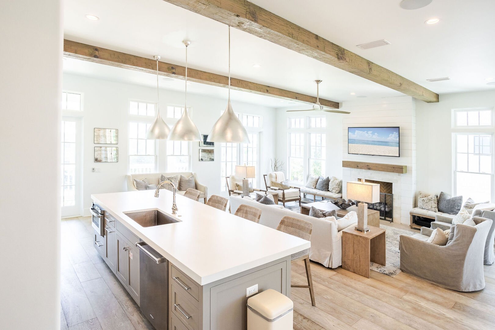 Large island has 4 barstools.