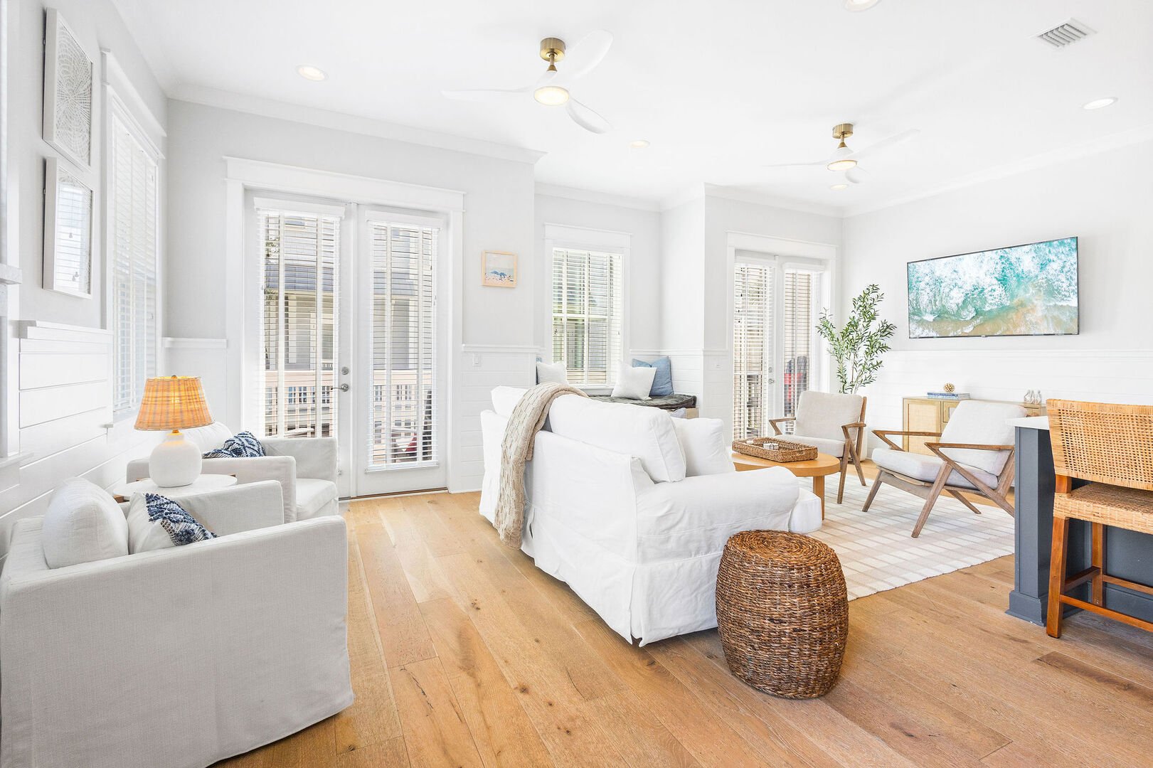 Living room features a smart tv.