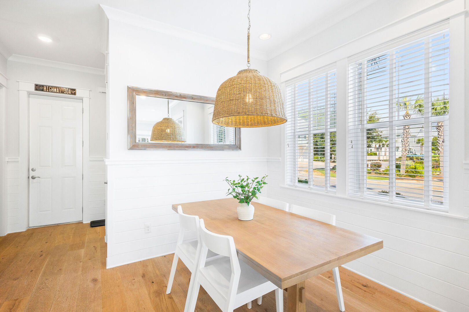 Dining room table features seating for six!