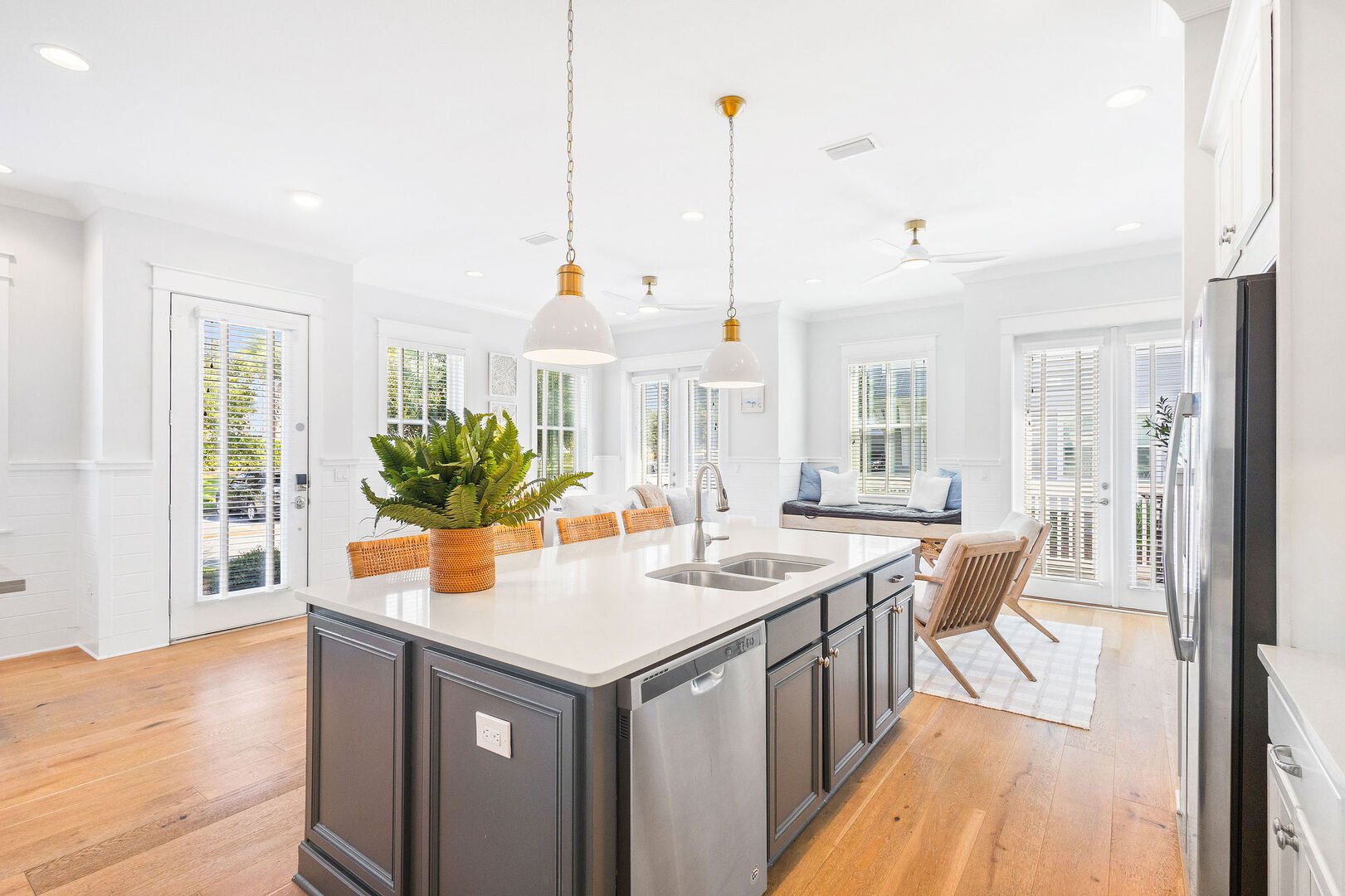 Kitchen island includes seating for four!