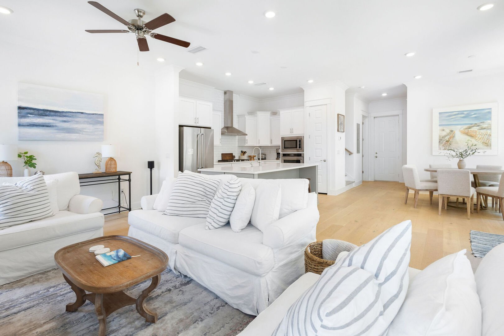 Living room features a queen sleeper sofa.