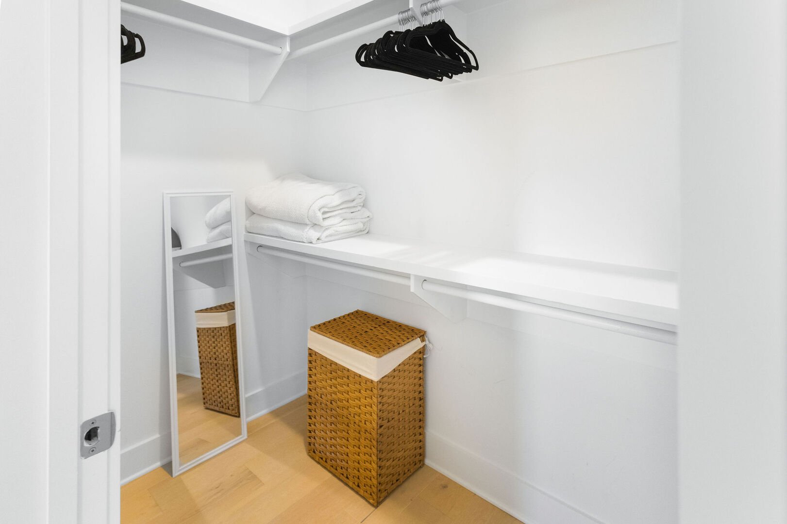 Bedroom features a large walk-in closet.