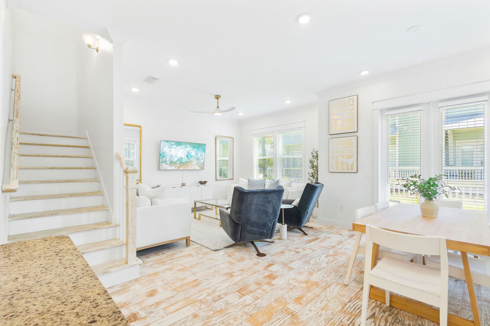 Staircase leads to second floor bedrooms.