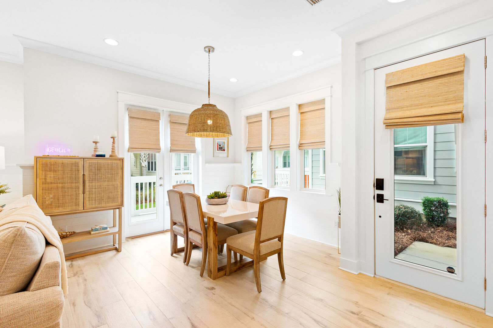 Dining room table features seating for 6.