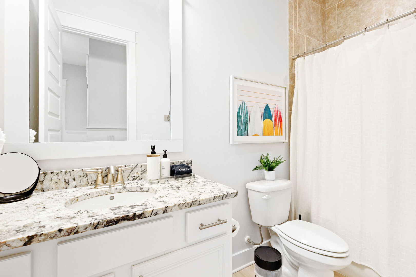 Second floor full bath features a shower/tub combo!