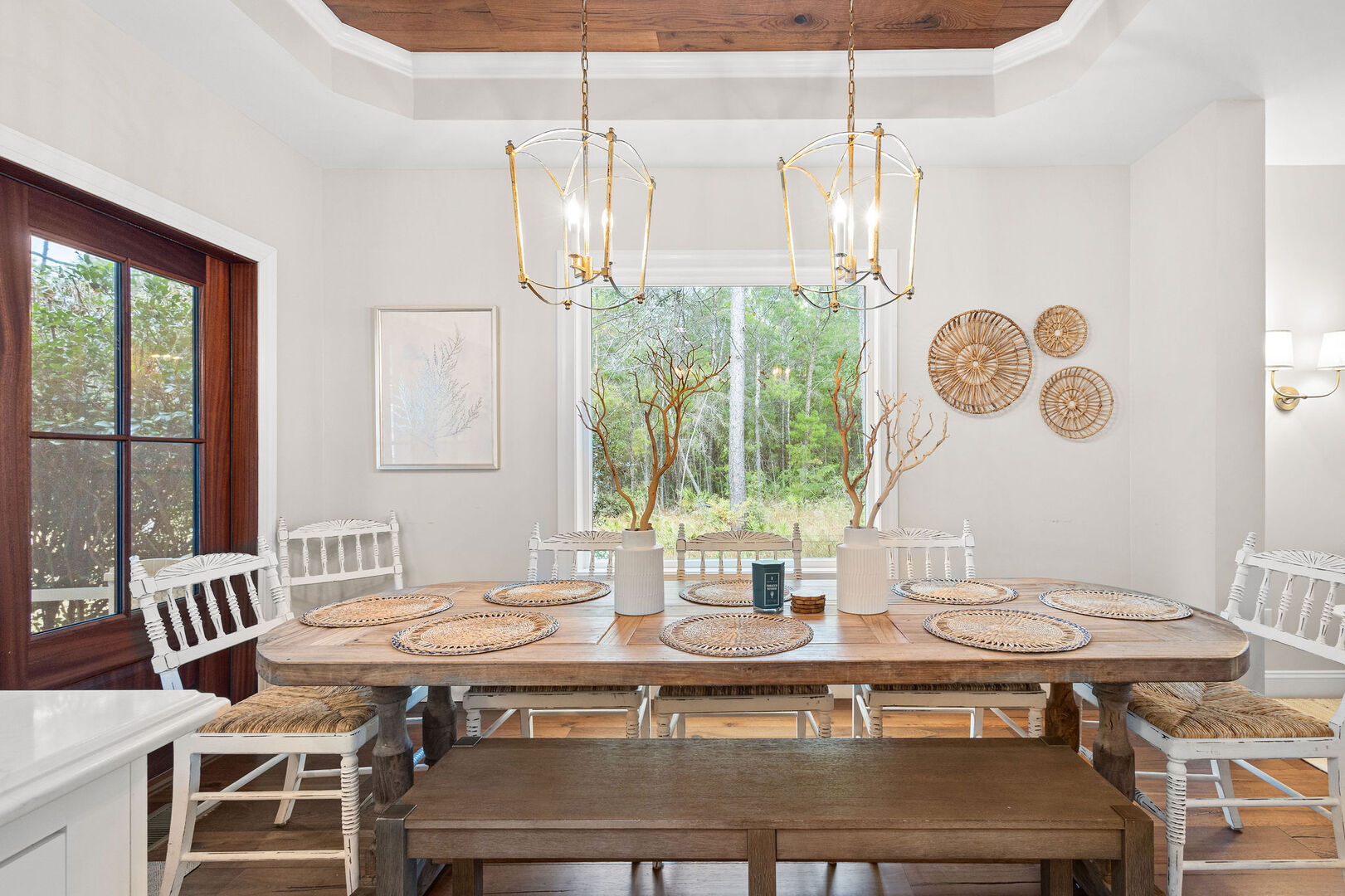 Dining room table includes seating for 8.