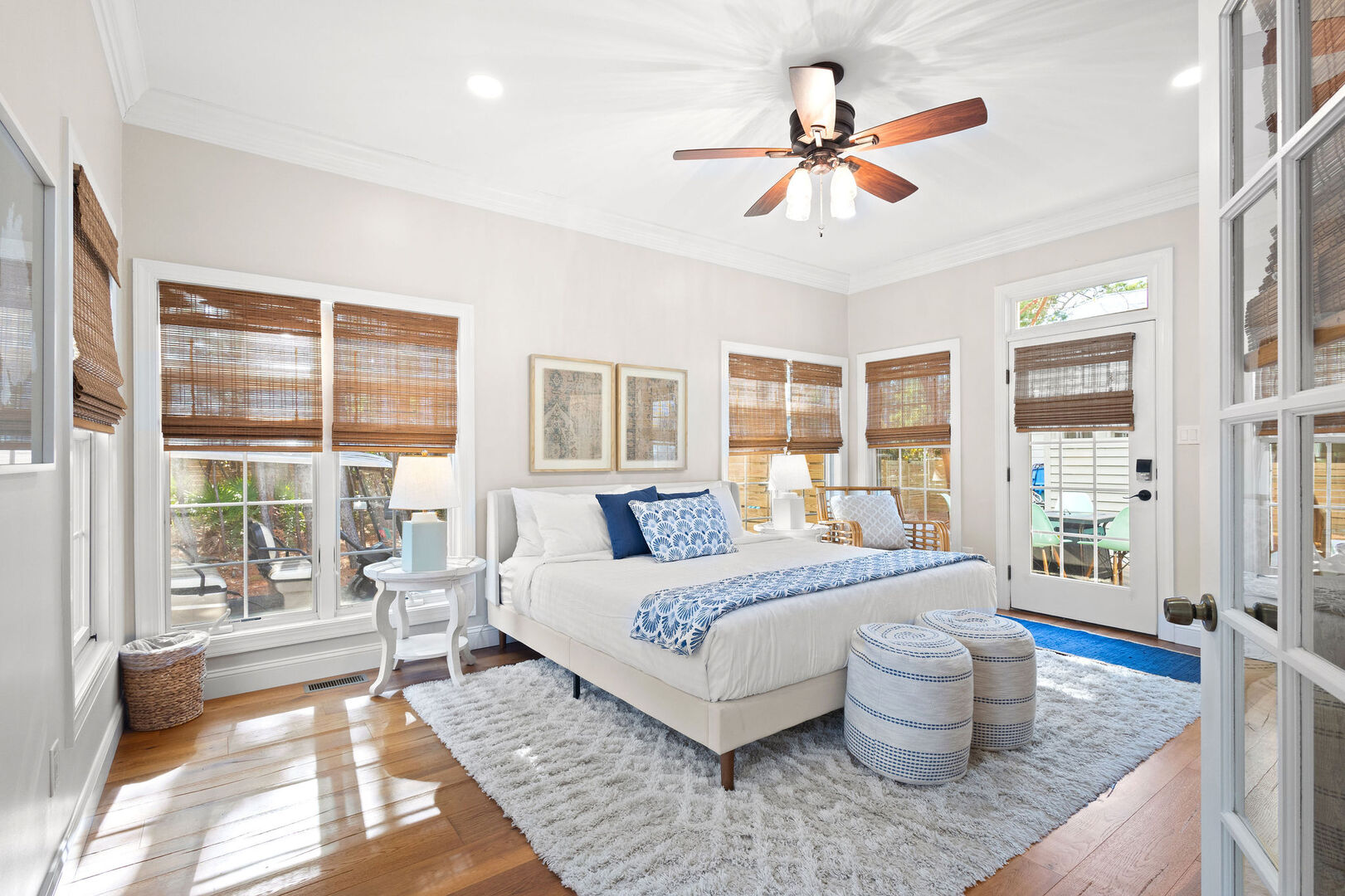 Bedroom #1 features a king bed, ensuite and walkout to patio.