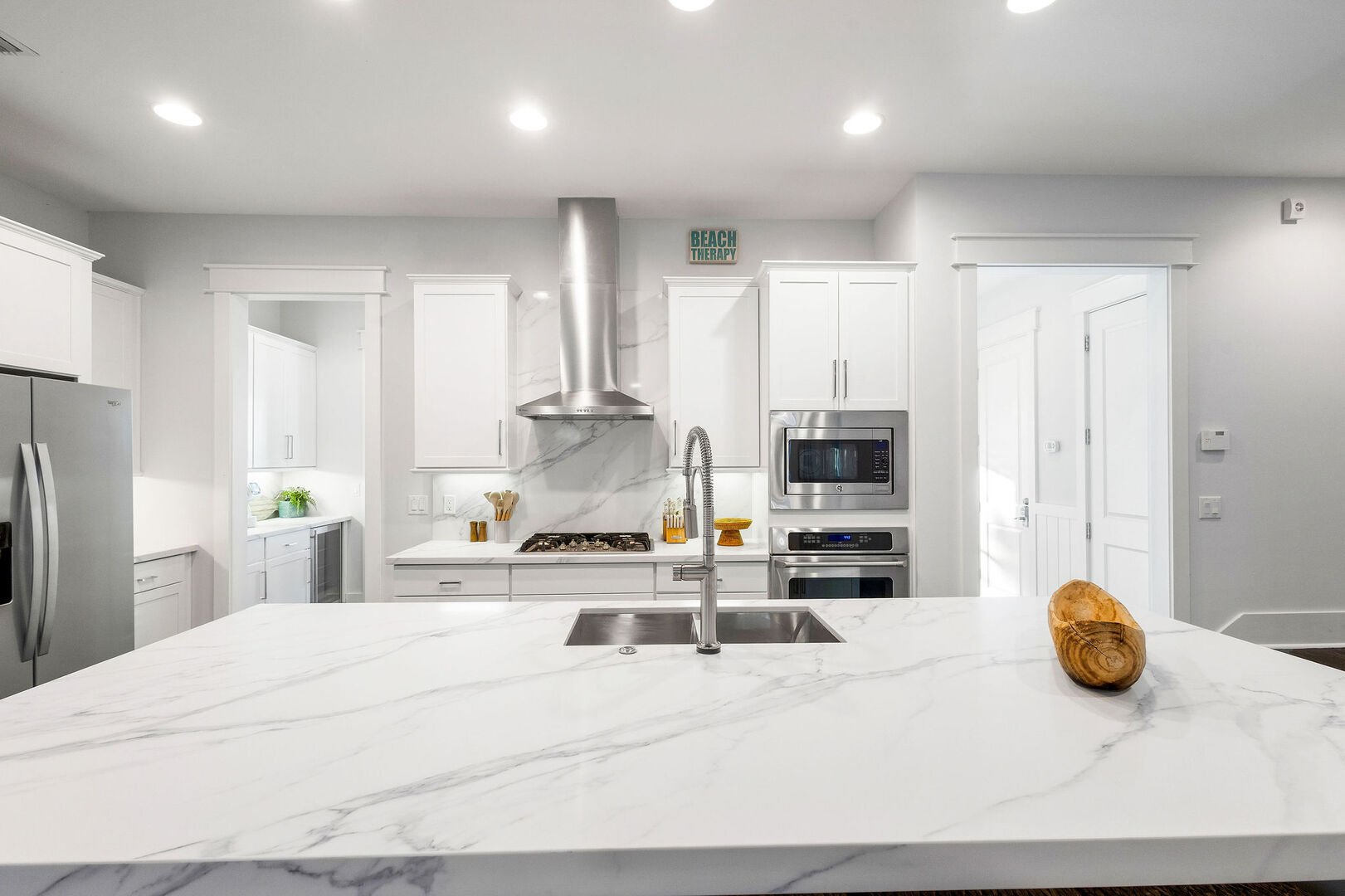 Fully stocked gourmet kitchen.