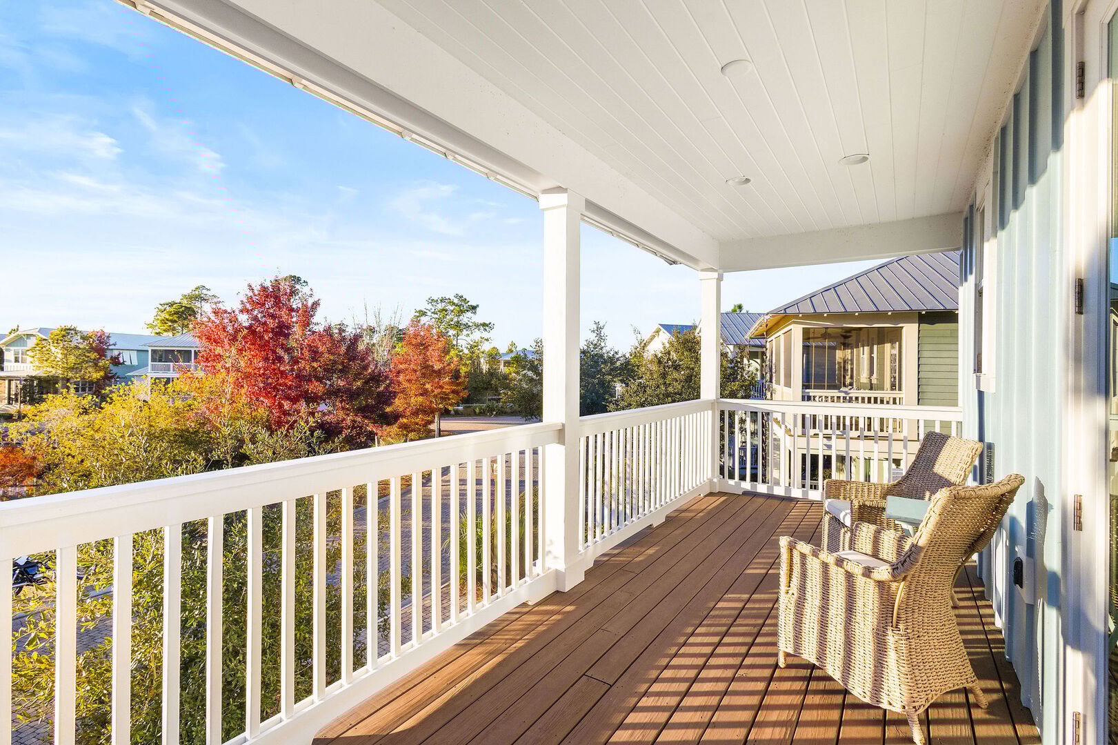 Second floor balcony is the perfect spot to enjoy a morning cup of coffee while taking in the beauty of NatureWalk.