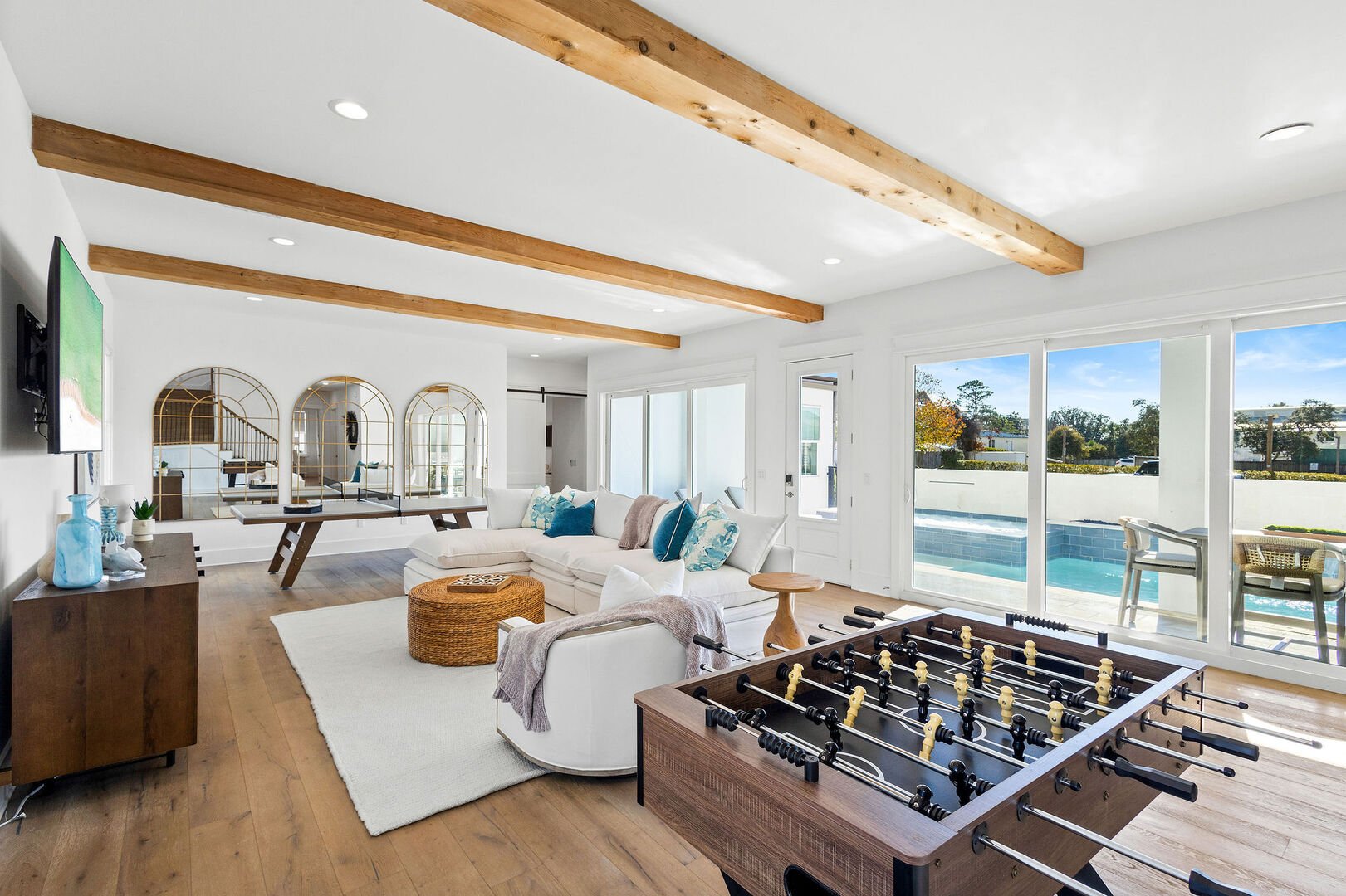 Up for some friendly competition? The game room also features a foosball table.