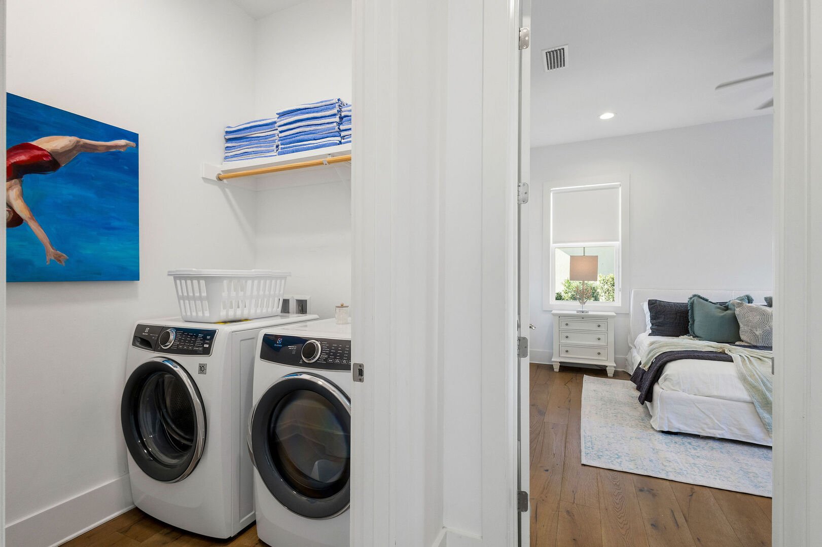 First floor laundry features a full washer and dryer.