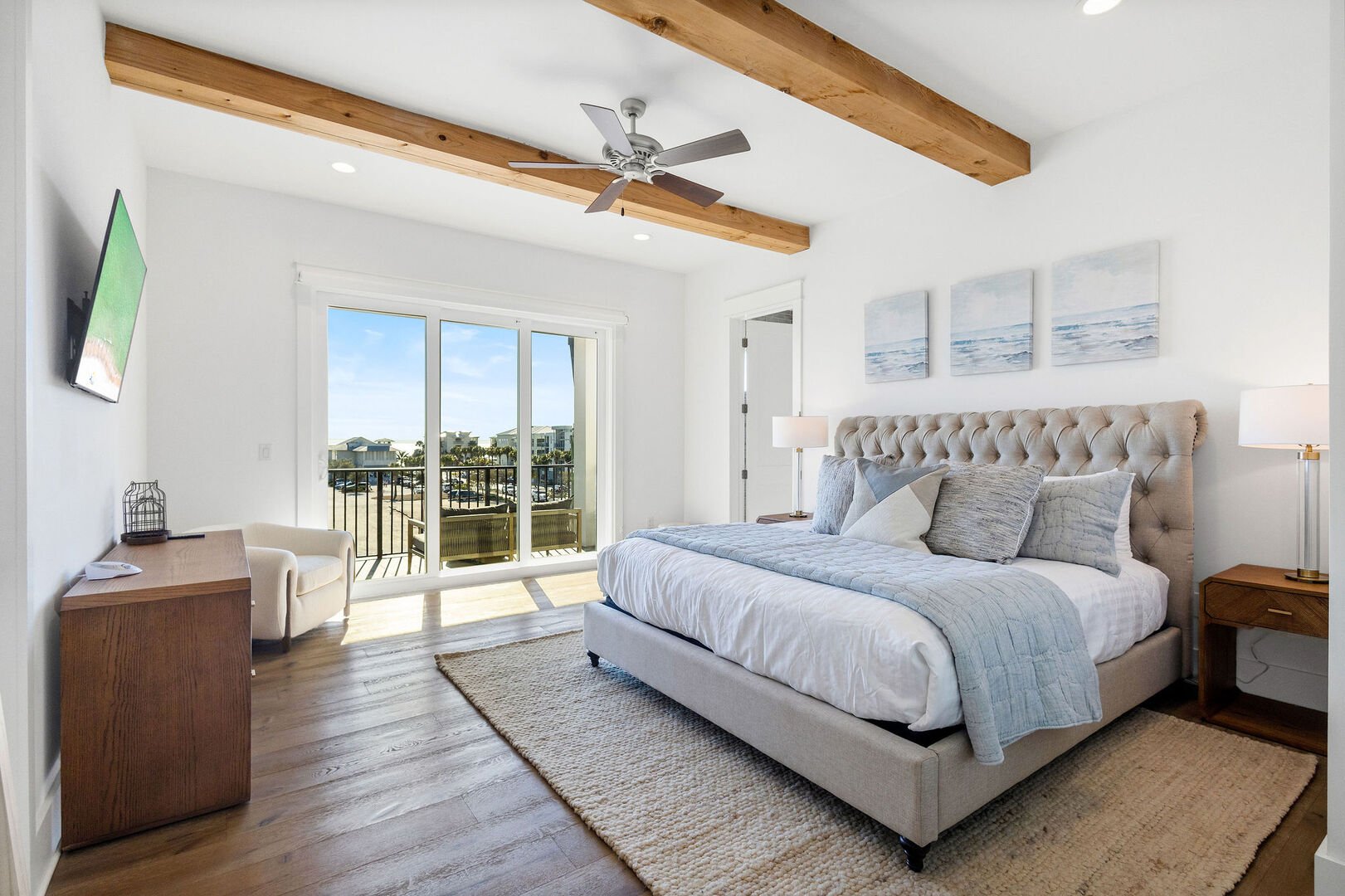 Bedroom #7 features a king bed, smart tv, private balcony walkout, and ensuite.