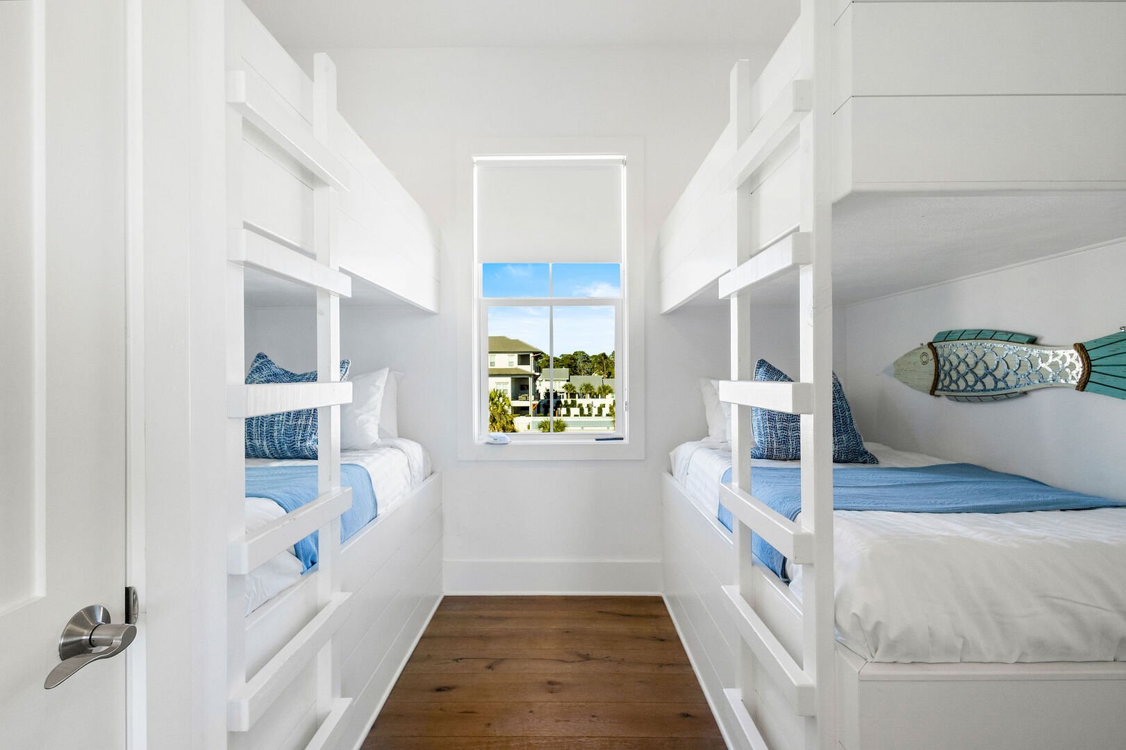 Bedroom #8 features (2) twin over twin bunk beds, smart tv and ensuite.