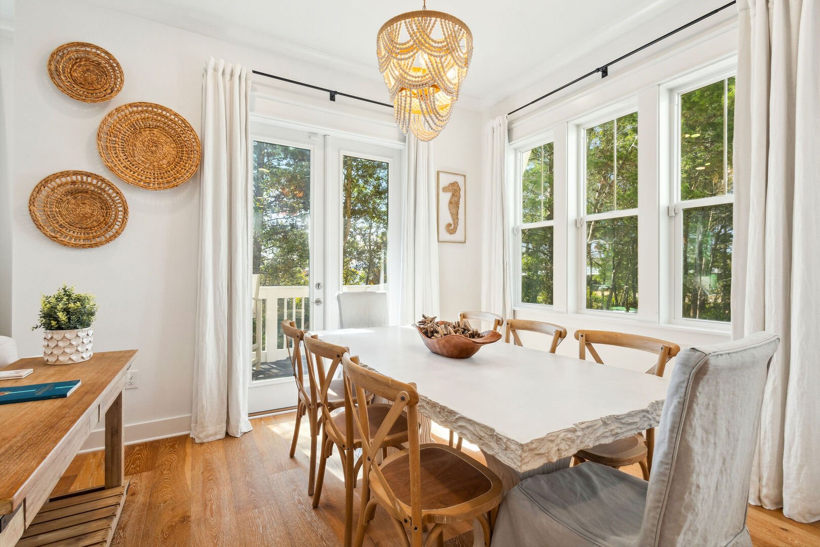 Dining room table features seating for 8.