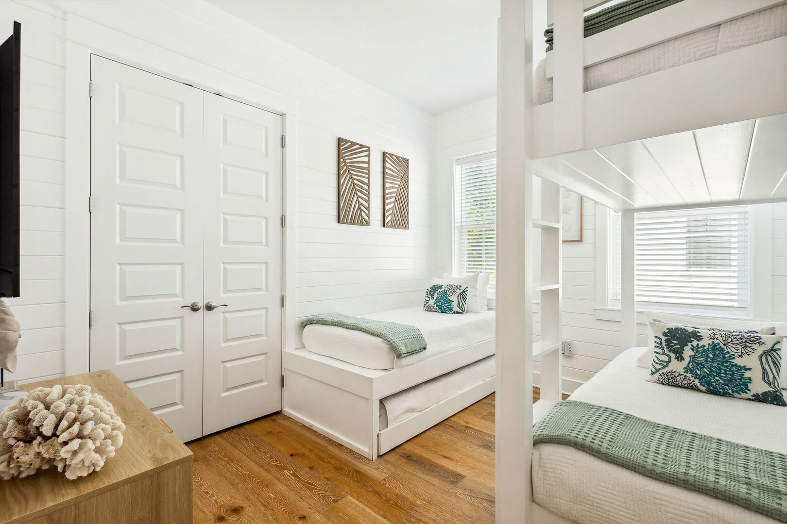 Bedroom #2 features a twin over twin bunk and twin trundle bed.