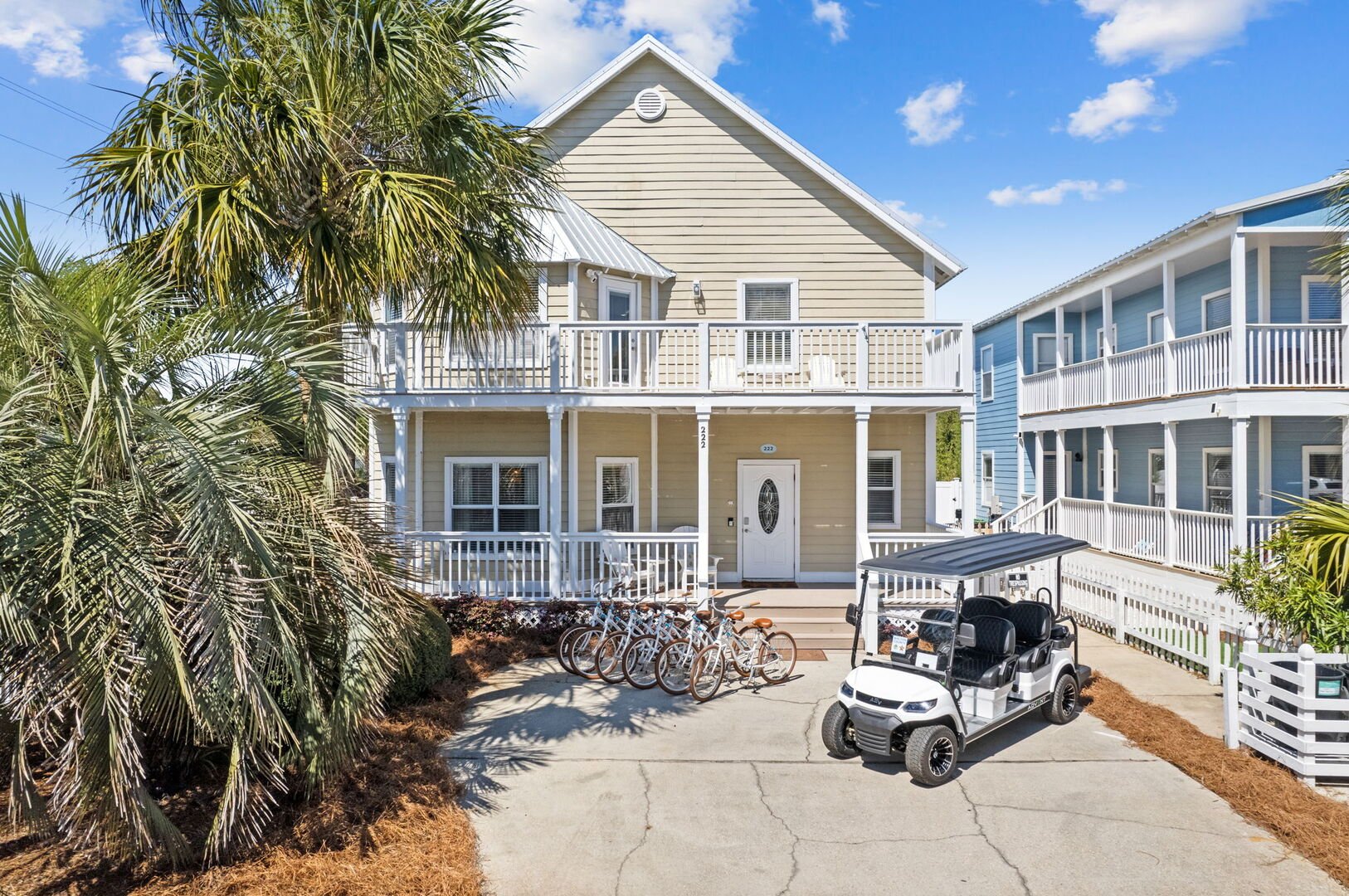 Home includes a 6 seater golf cart and 6 adult bikes!