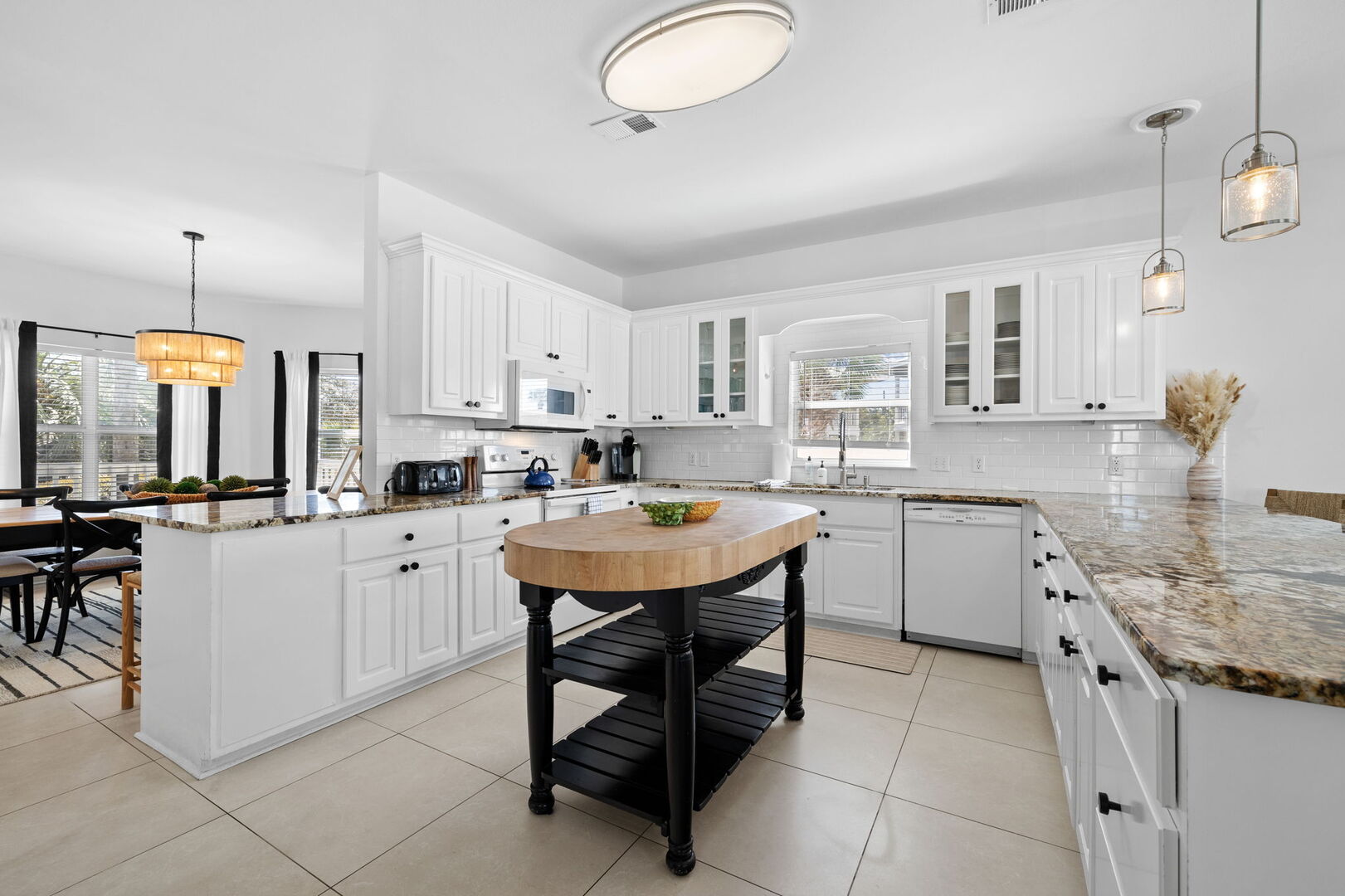 Large fully stocked kitchen.