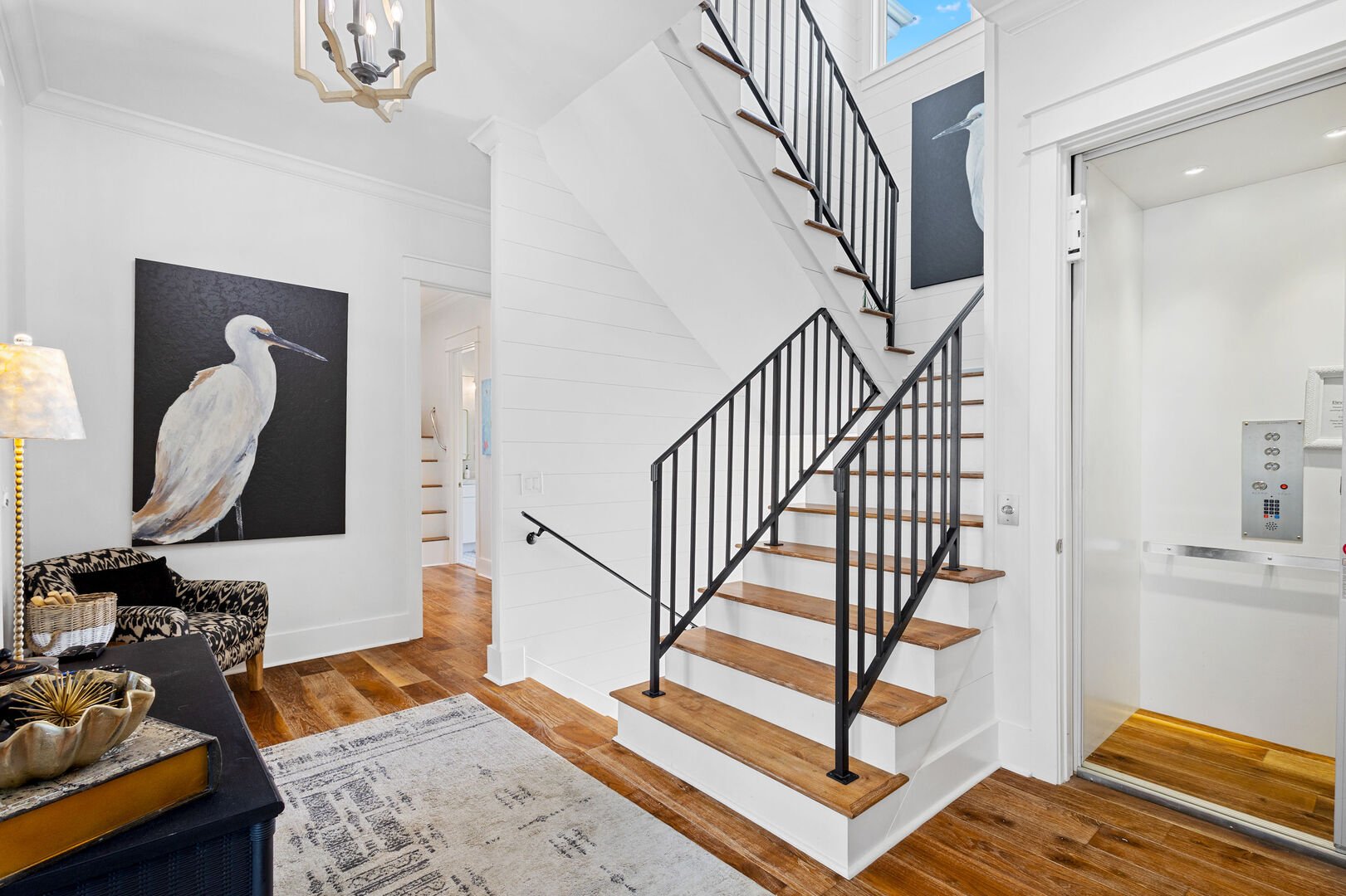 Home features an elevator that services each floor.