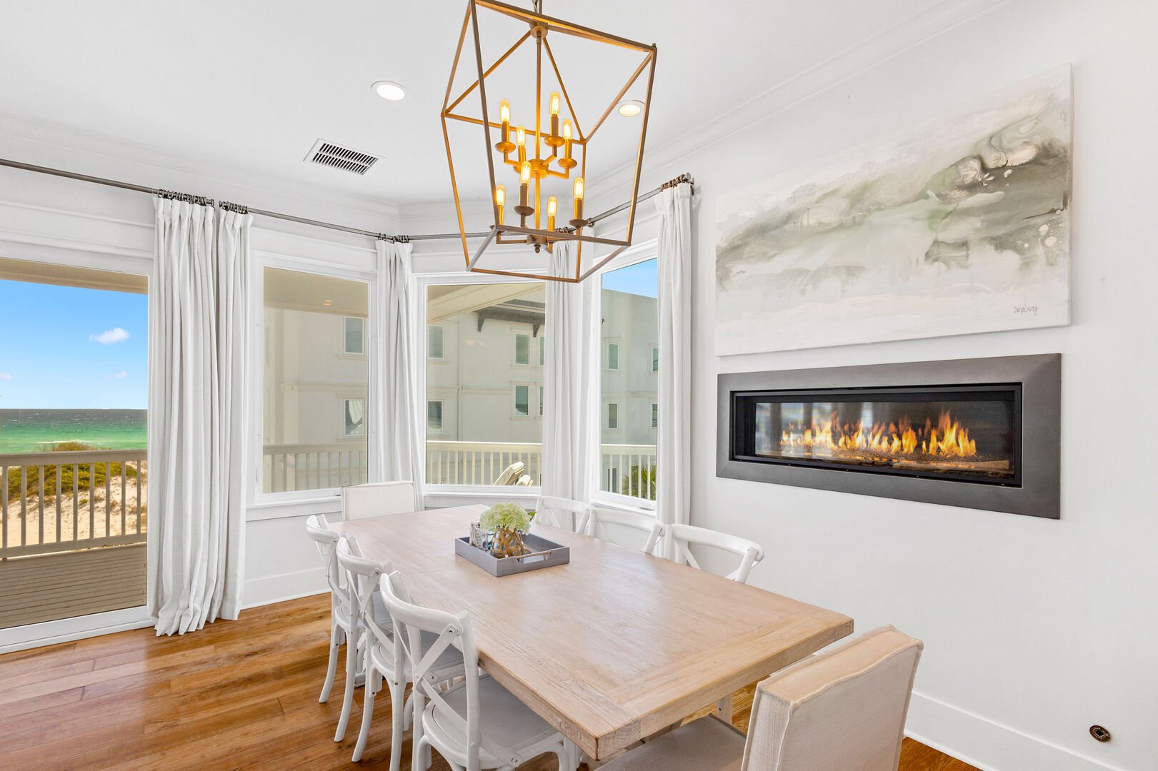 Dining room table features seating for 8, with Gulf Views.