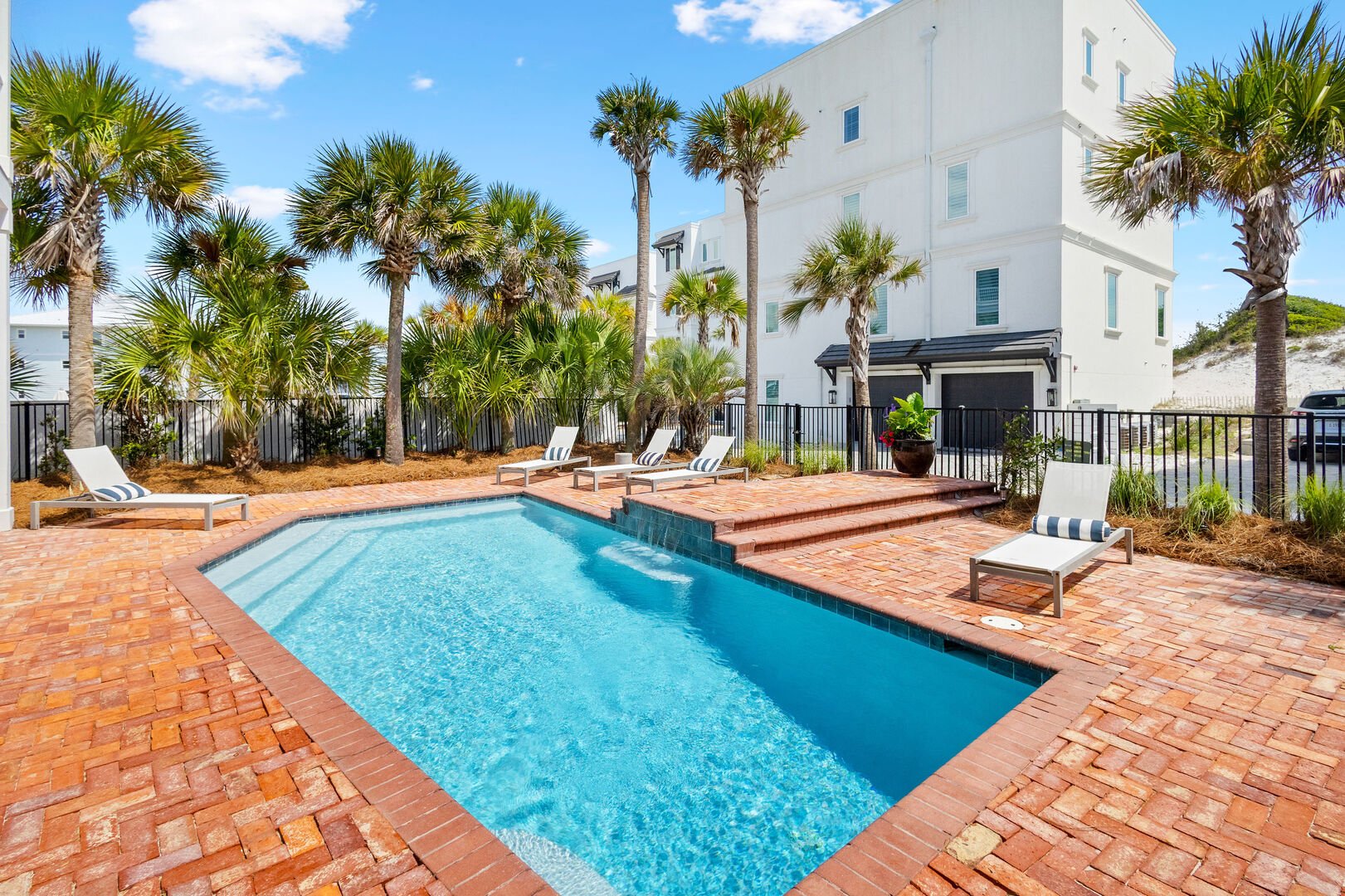 Beautiful outdoor space complete with heated pool and outdoor dining,