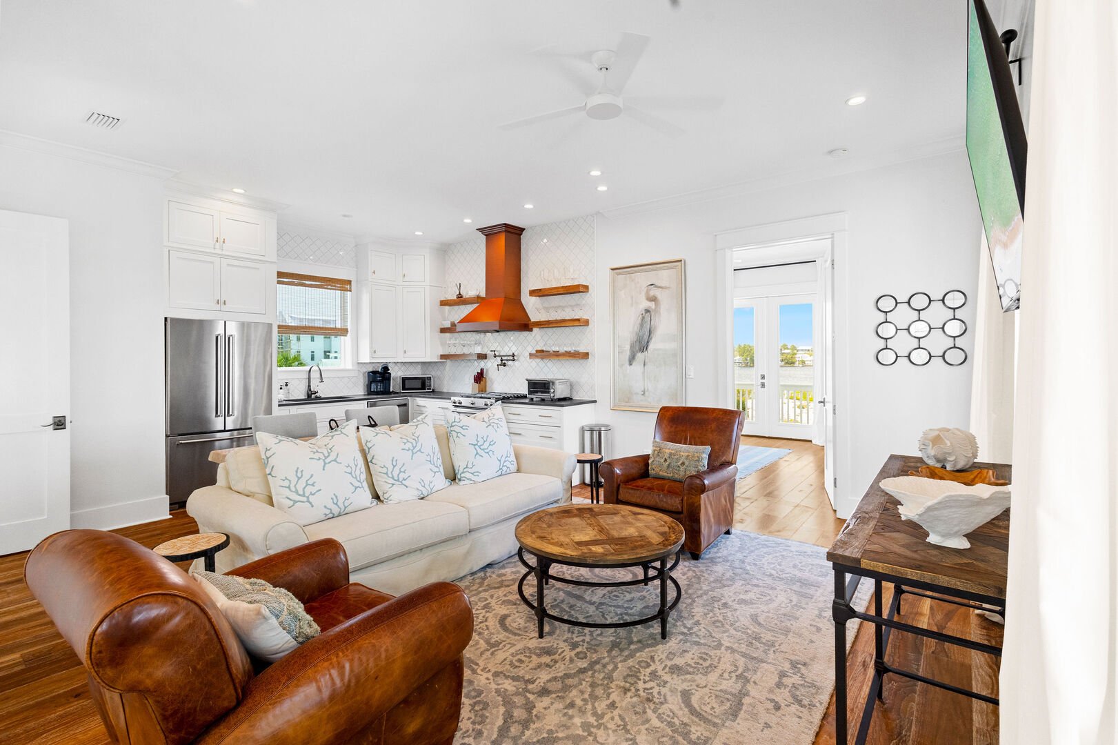 Carriage house features an open living space.