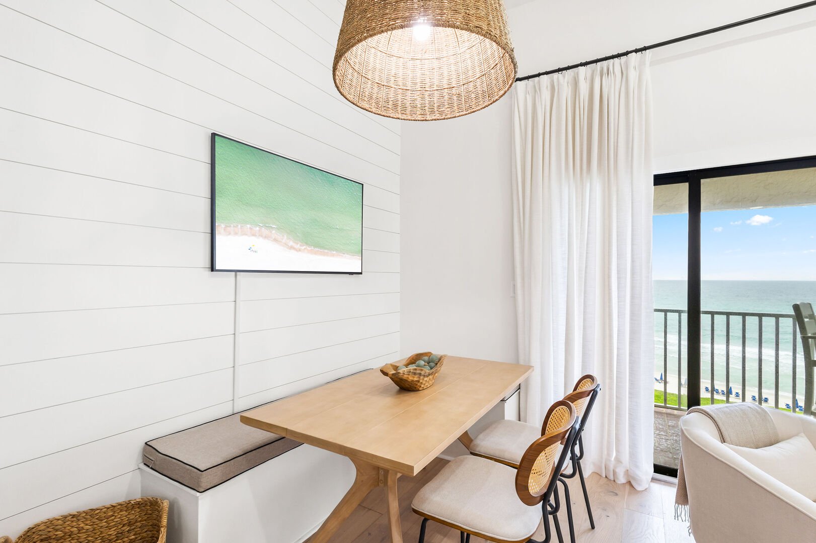 Dining room table includes seating for 4.