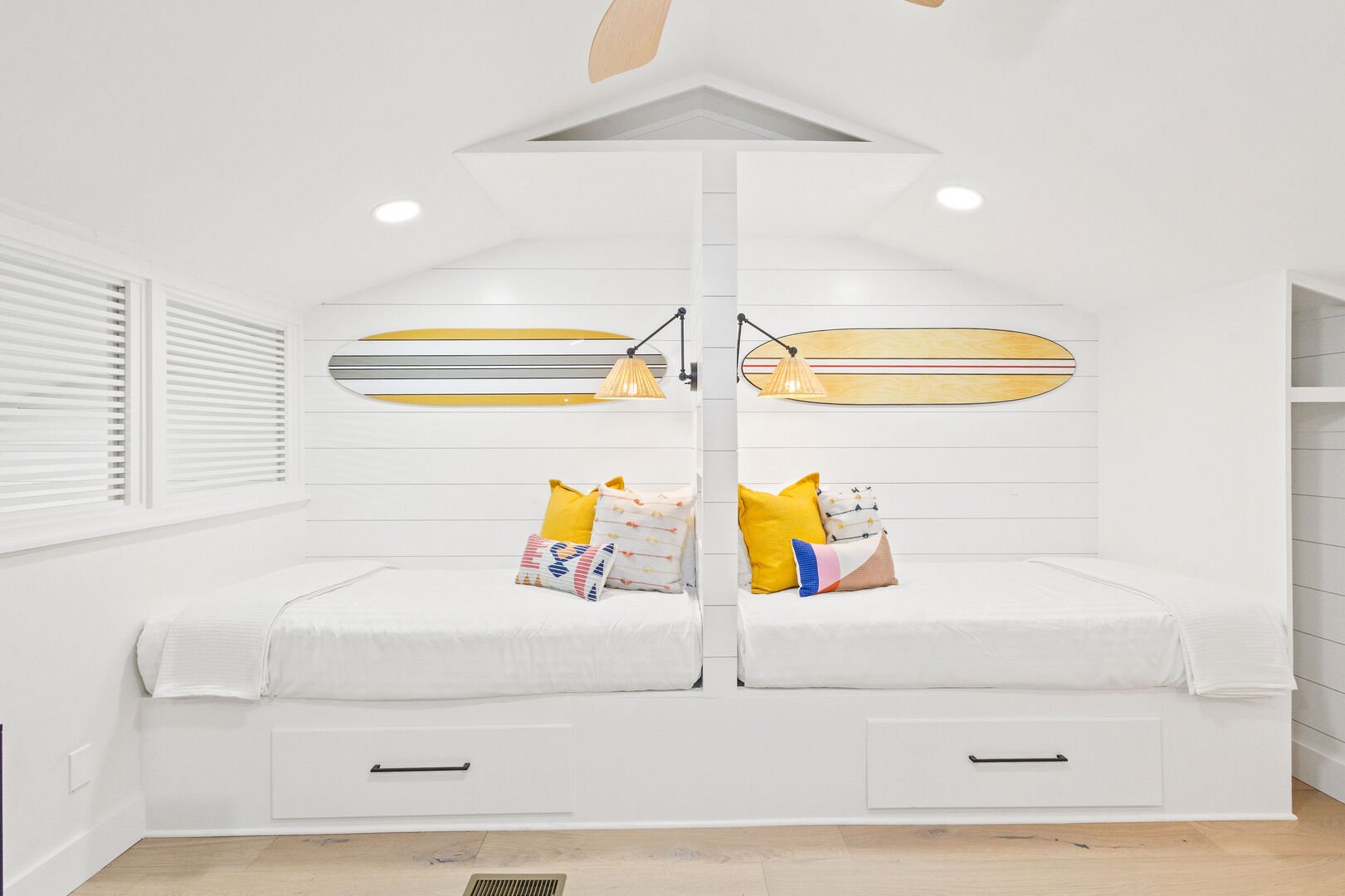 Built-in twin beds are perfect for the kids.