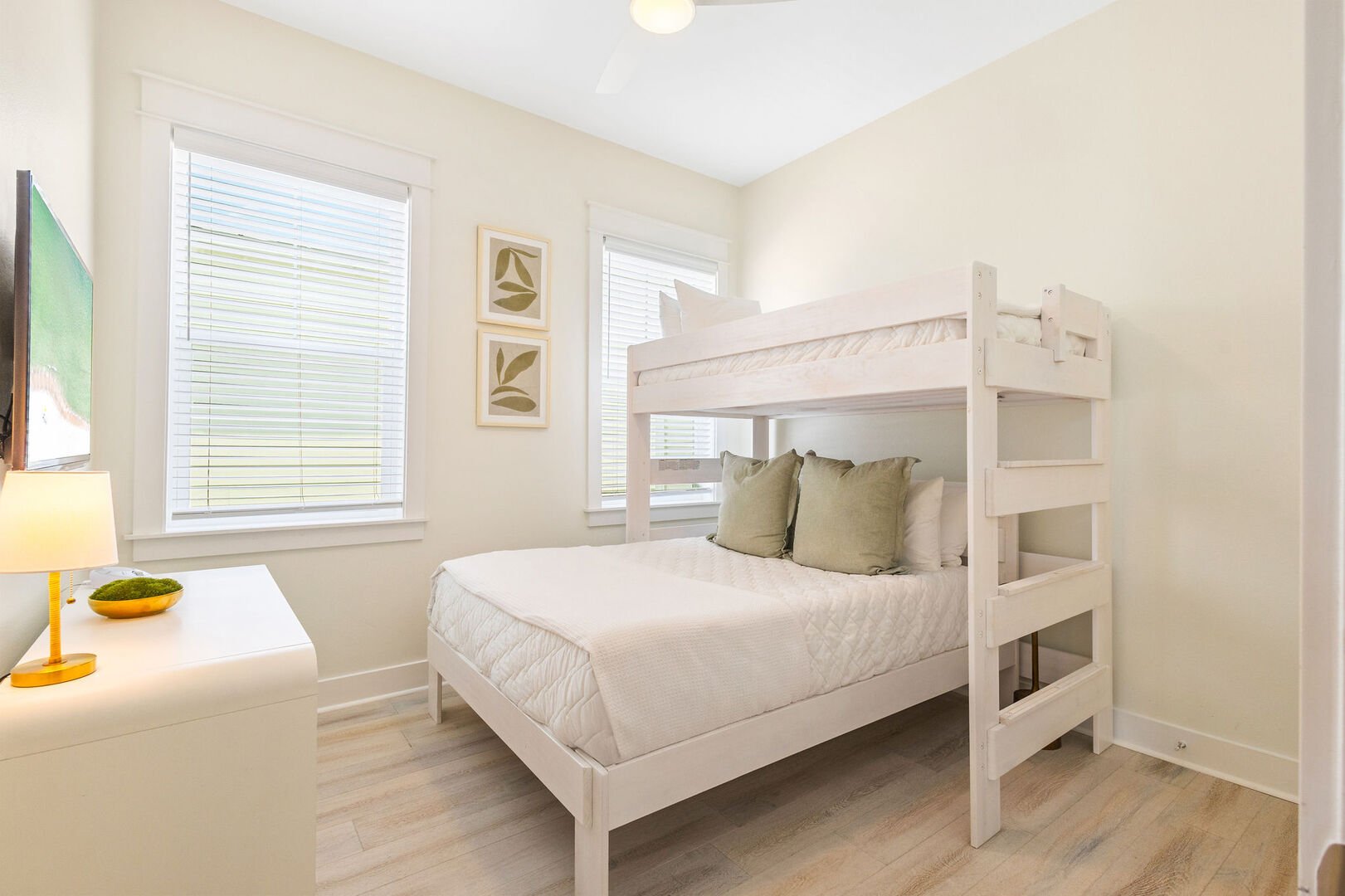 Bedroom #1 features a twin over queen bunk.