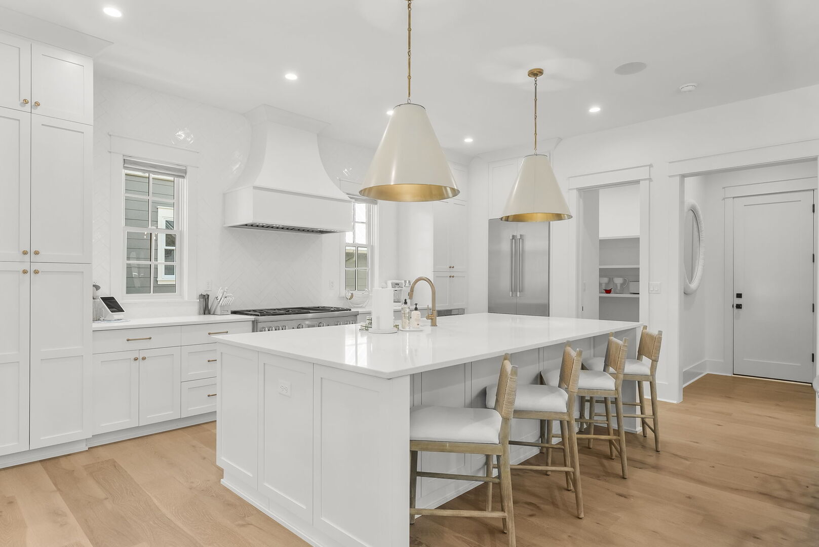 Large, fully stocked gourmet kitchen.