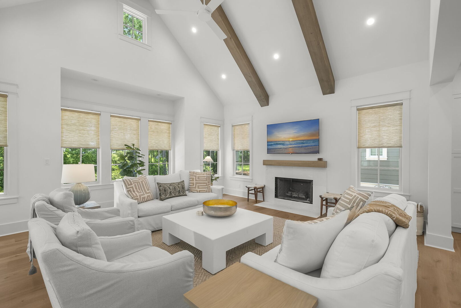 Home features multiple spacious seating areas.