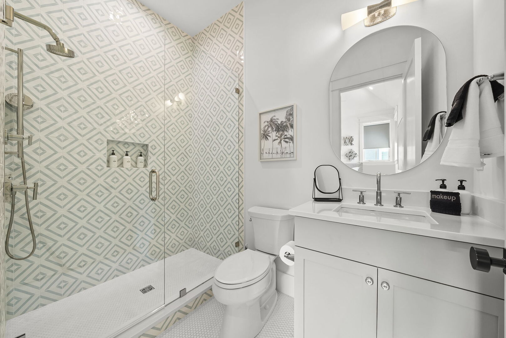Bathroom features a walk-in shower.