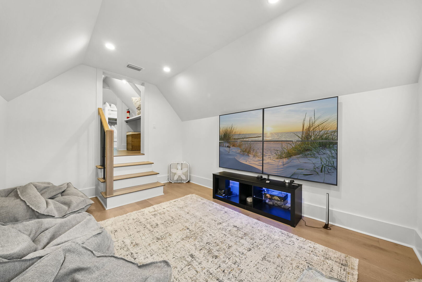 Gameroom off of bunk room. Gameroom features an 86