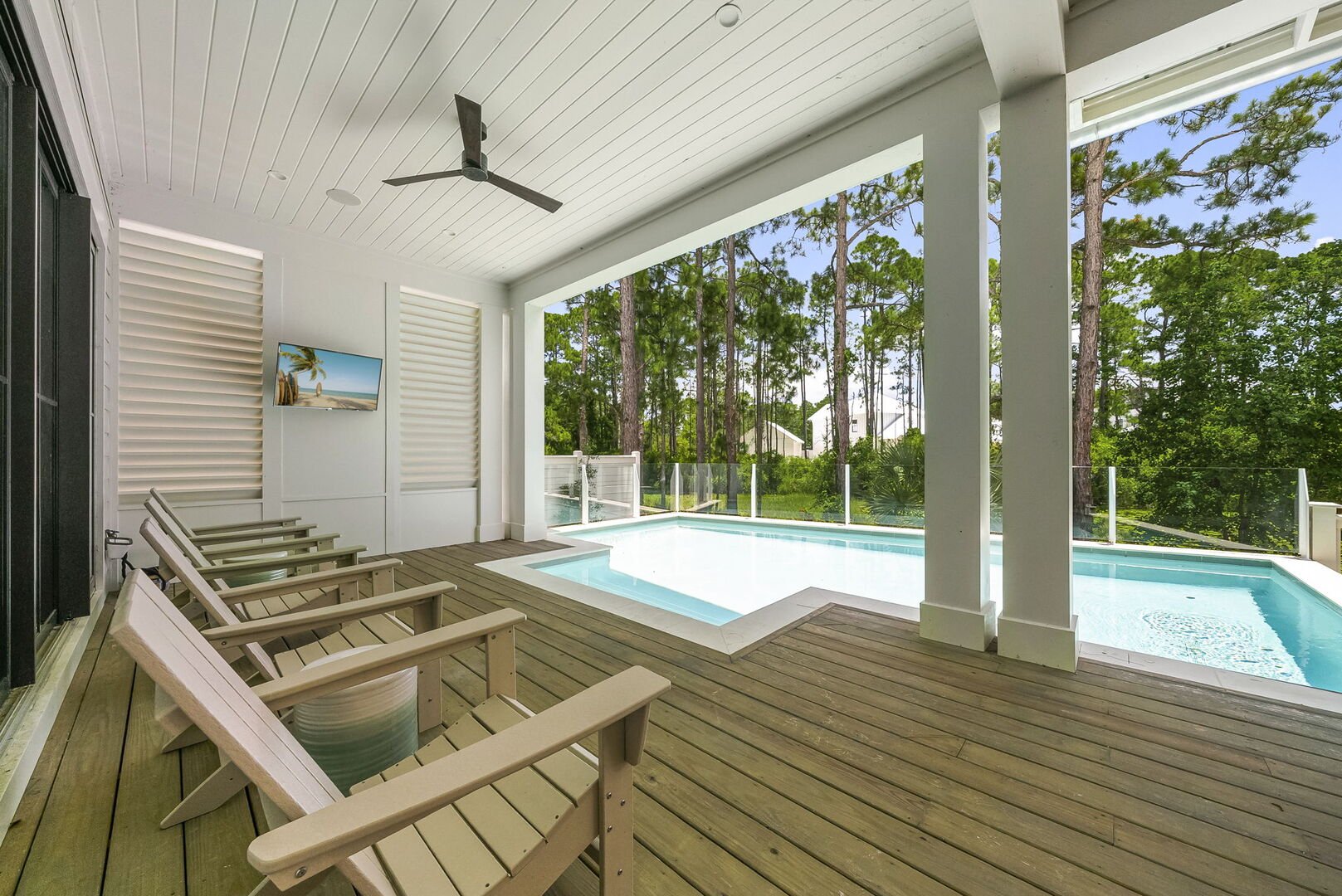 Cool down in the private pool or watch your favorite  game on the smart tv.