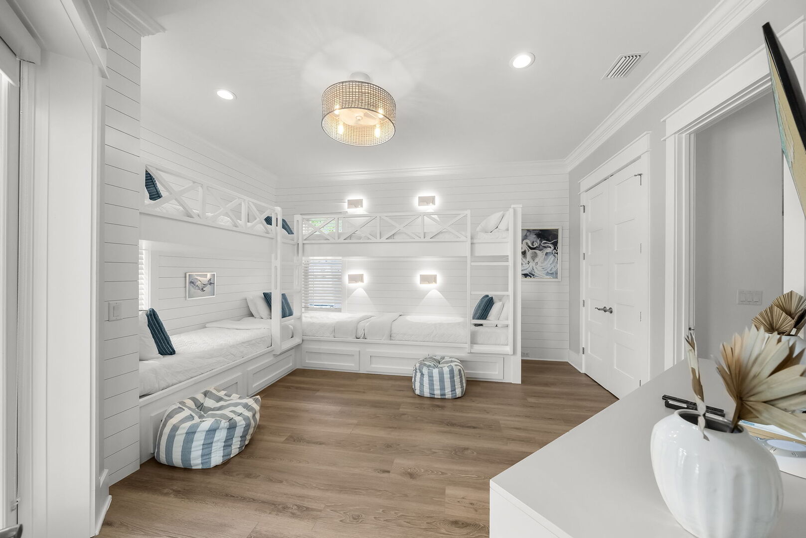 Bedroom #2 features (3) twin/twin bunks, smart tv, and ensuite.