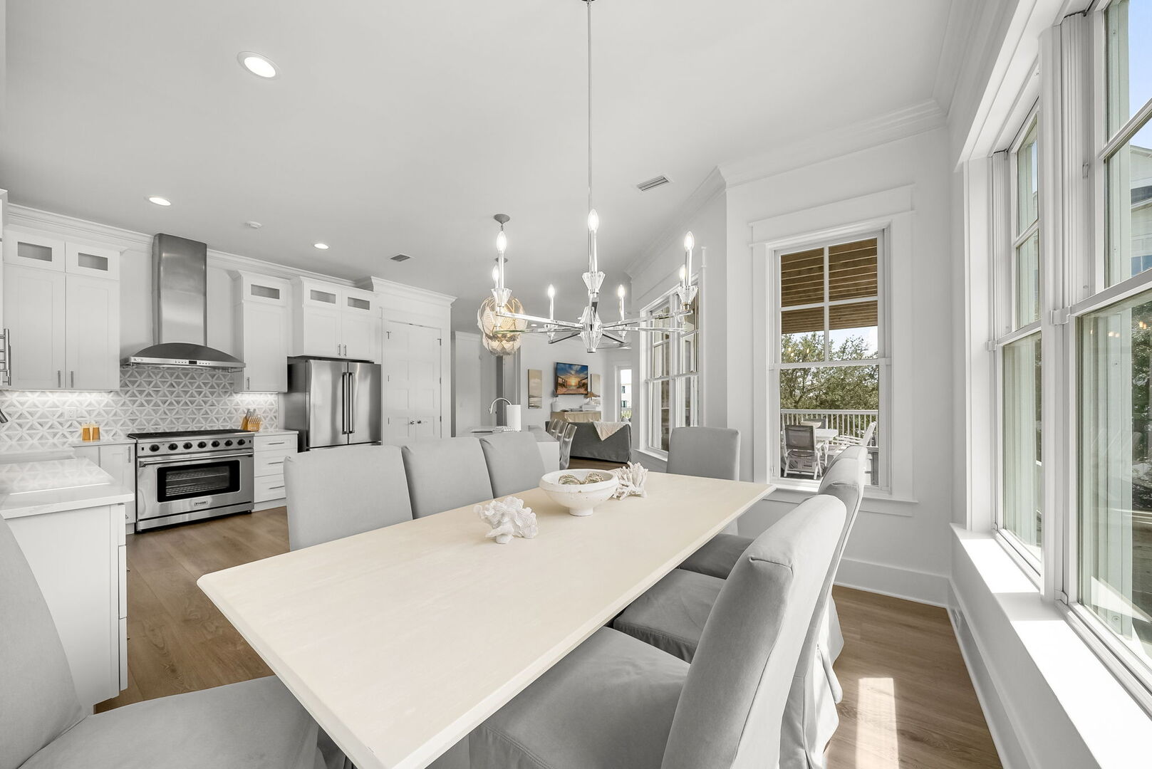 Dining room table features seating for 8.