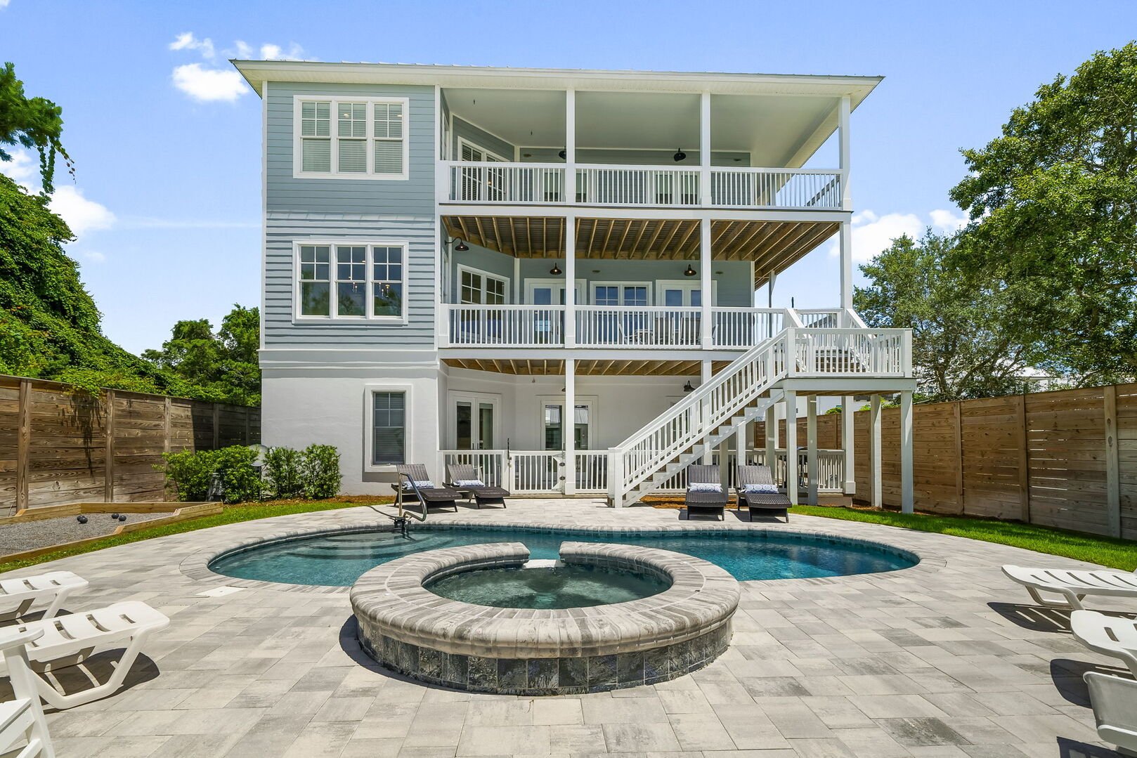 Beautiful outdoor space complete with heated pool/spa and outdoor lounging.