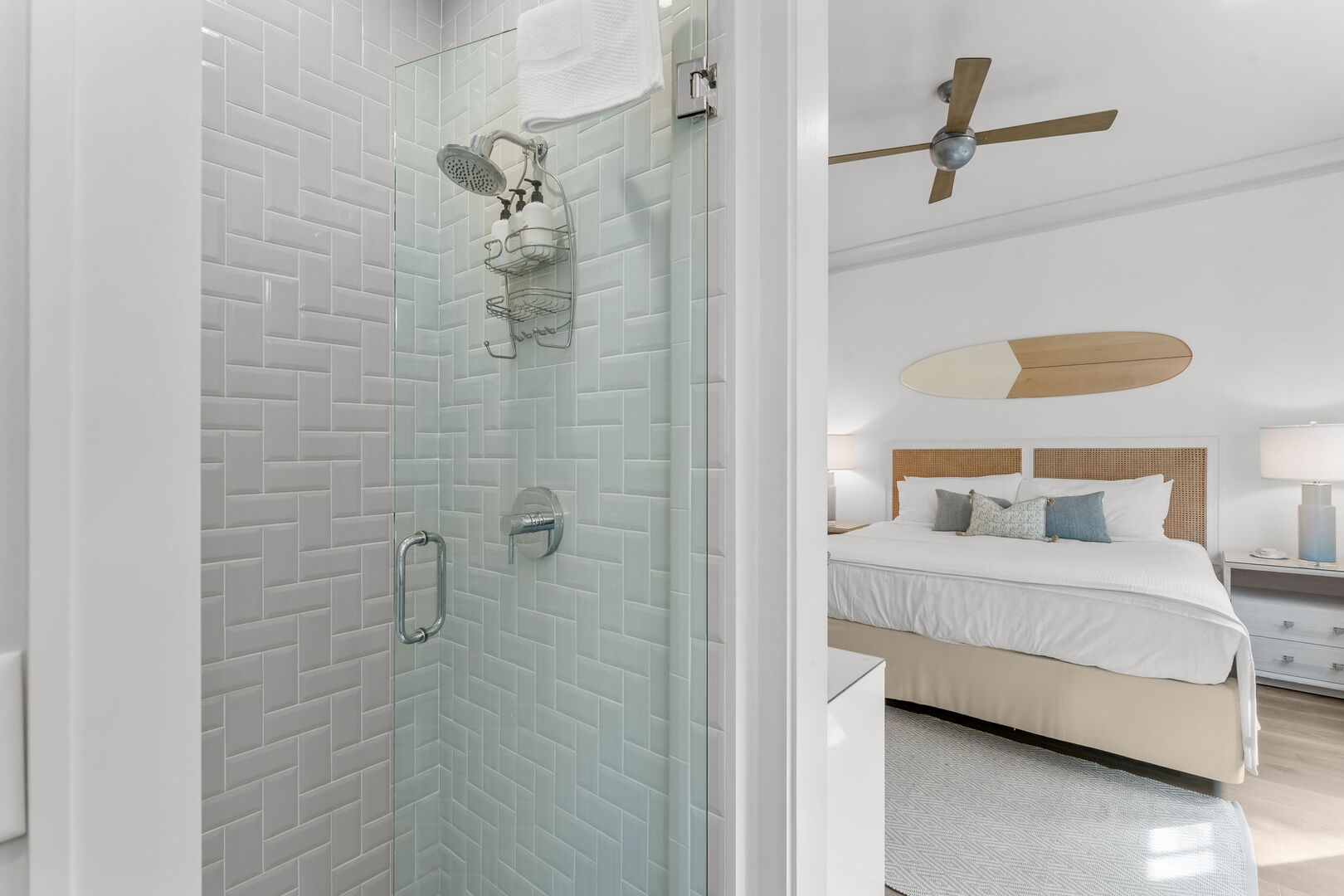 Bathroom features a walk-in shower.