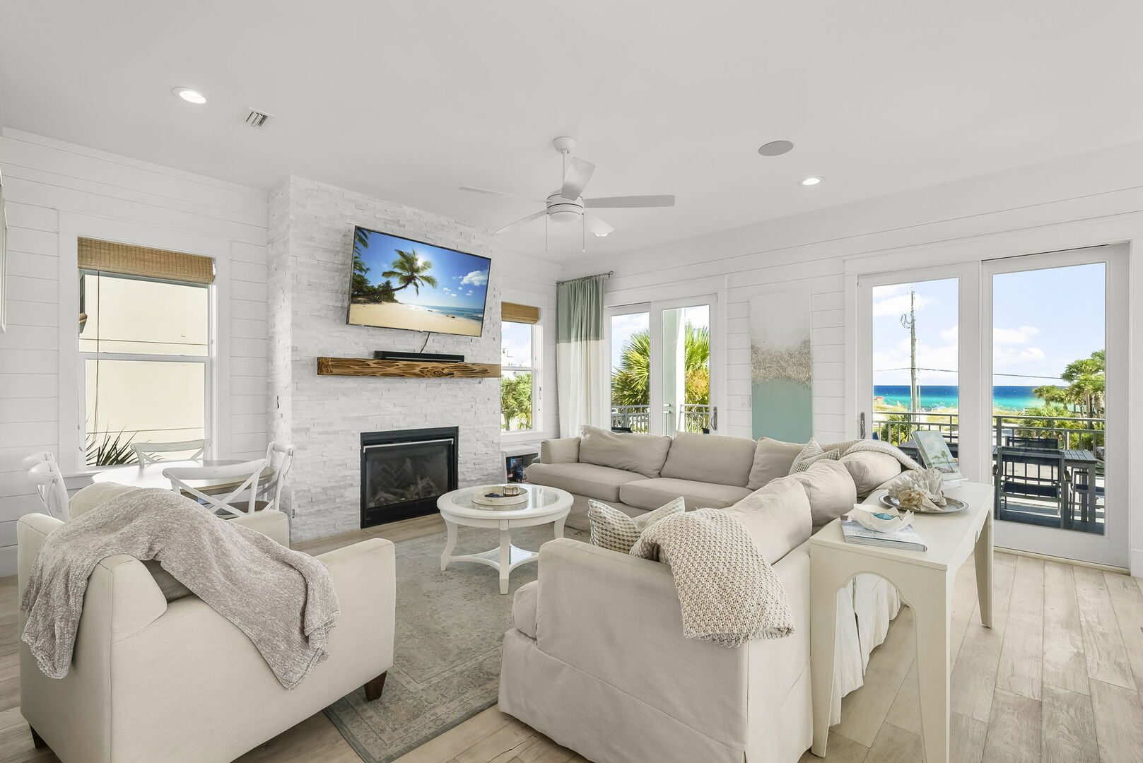 Open concept living area with Gulf views.