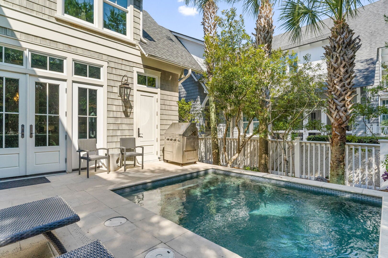 Home features a private pool.