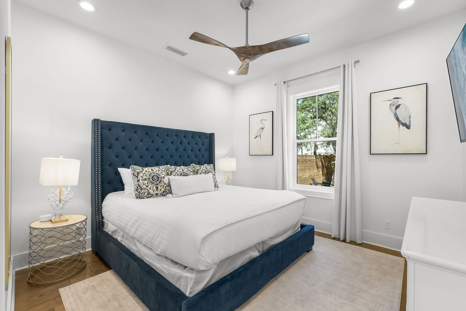 Bedroom #1 features a king, with ensuite bathroom and smart tv.