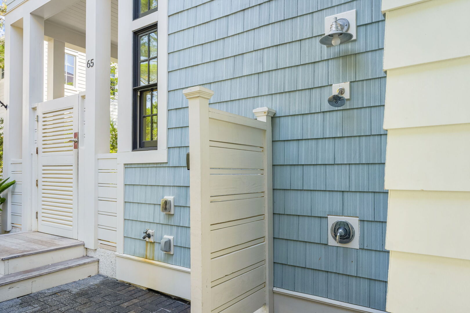 Home features an outdoor shower.