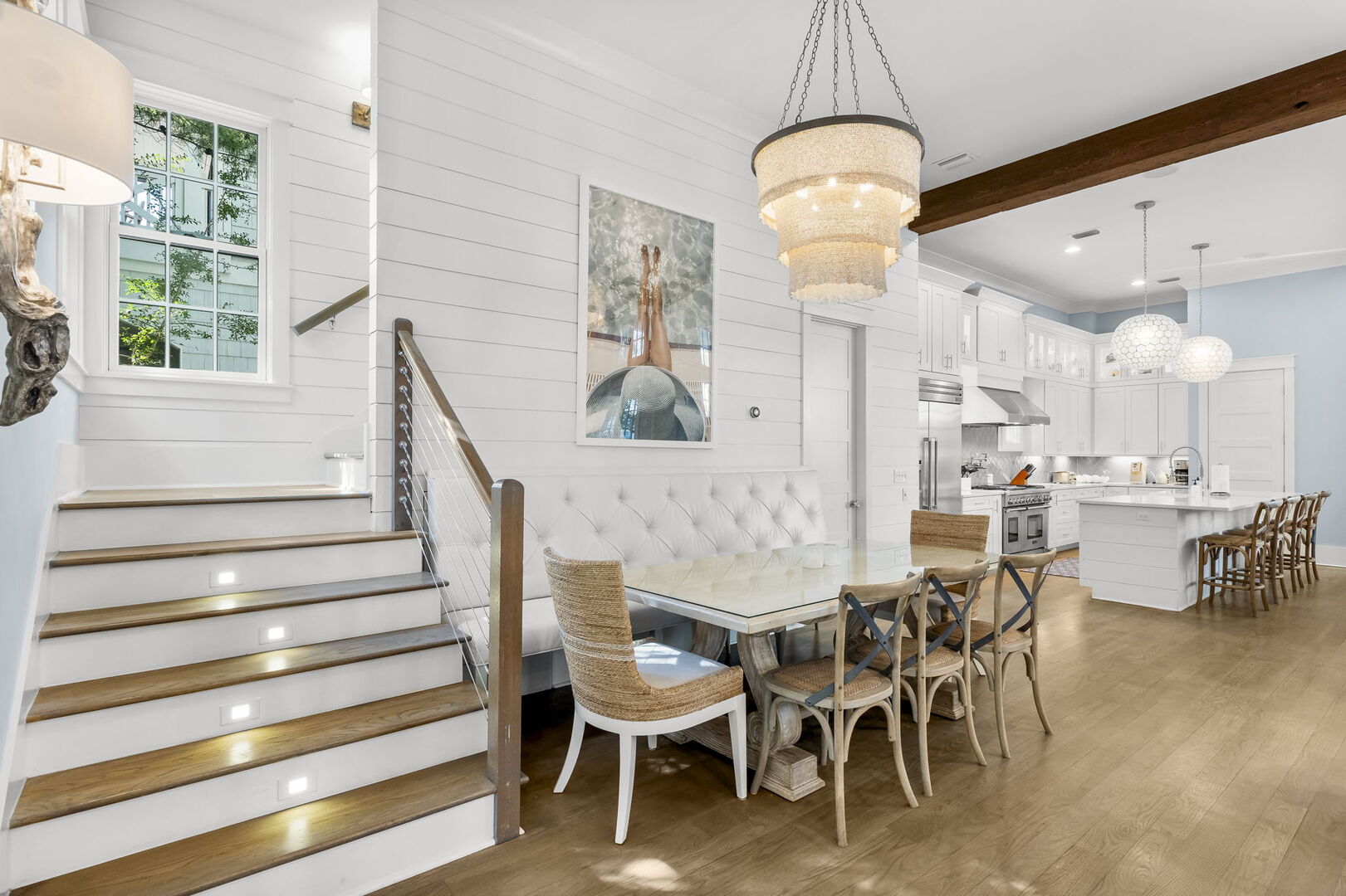 Dining table with seating for 8.