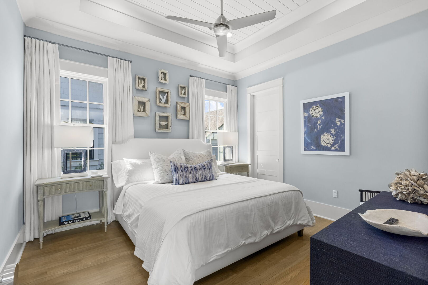 Bedroom #3 features king bed, with Jack 'n' Jill bathroom and smart tv.