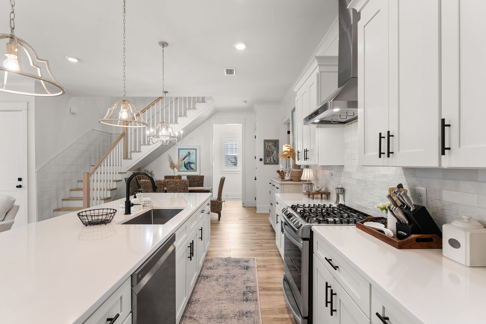 Fully stocked kitchen.