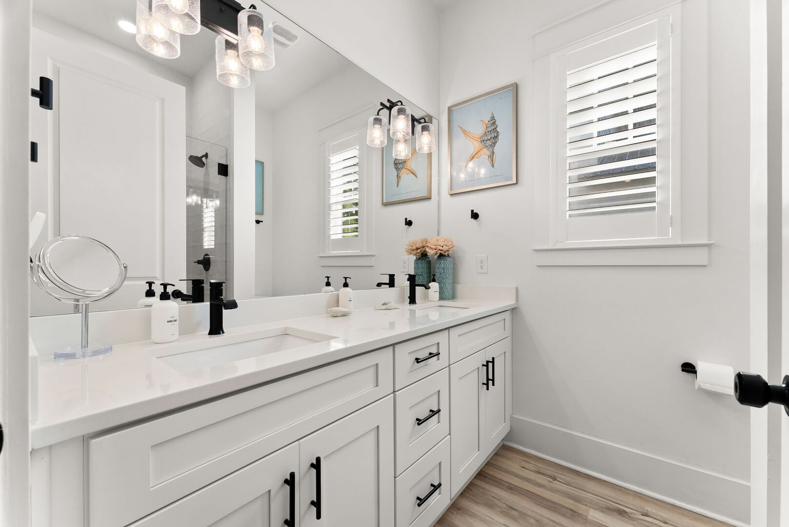 Bathroom features a walk-in shower.