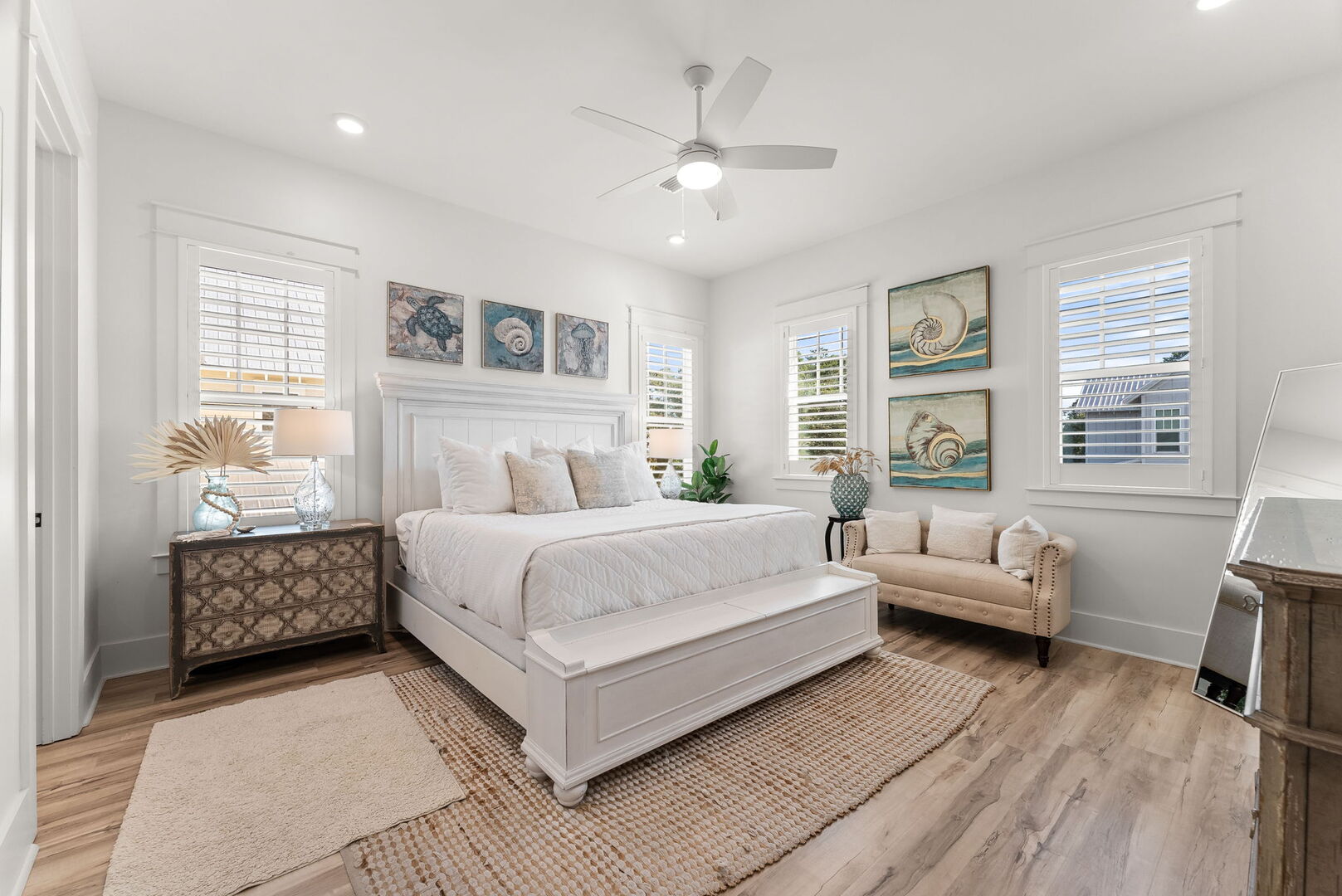 Bedroom #3 features king bed, with ensuite & smart tv.