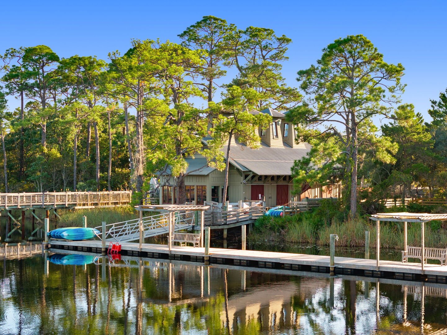Watercolor boathouse for all your paddle board activities!